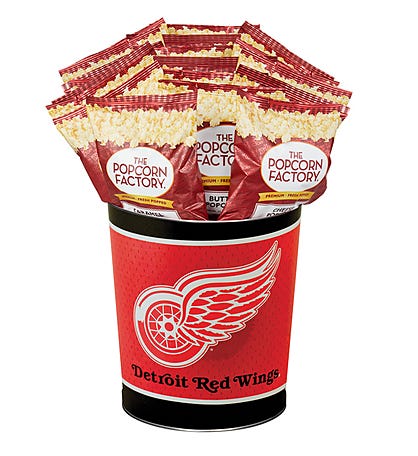 Detroit Red Wings Popcorn Tin with 15 Bags of Popcorn